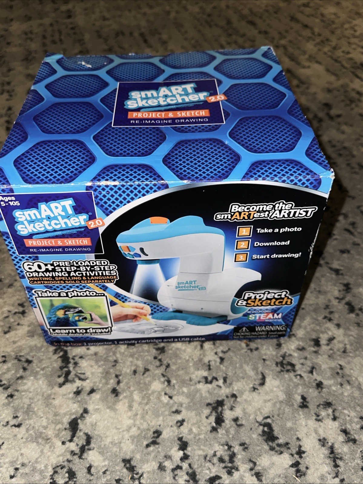 Smart Sketcher 2.0 Projector Kids Projector 1 Cartridge & Adapter Cord TESTED
