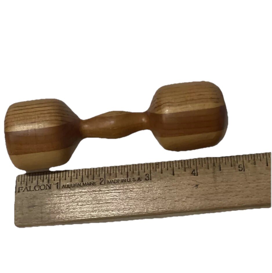 Heirloom Artisan 5” Handmade Wood Baby Rattle Barbell Shape High Quality Unique