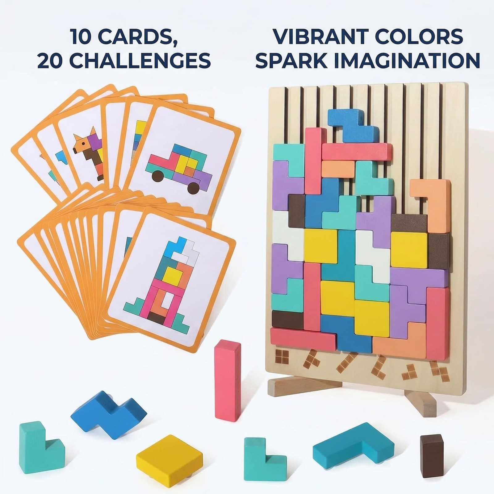 Wooden Stacking Puzzle Toy,Wooden Montessori Russian Blocks Puzzle -3D Stacki…