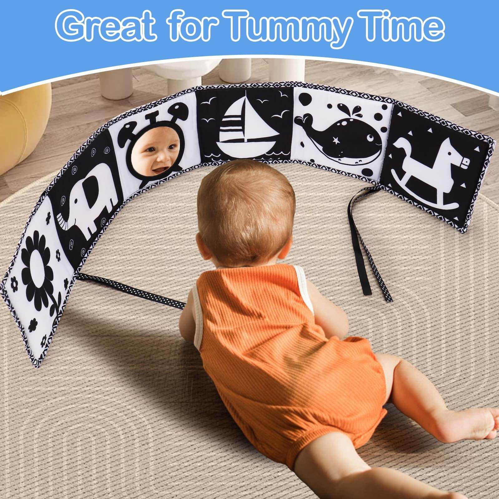 Black and White High Contrast Toys for Baby 0-3 3-6 Medium, Black,