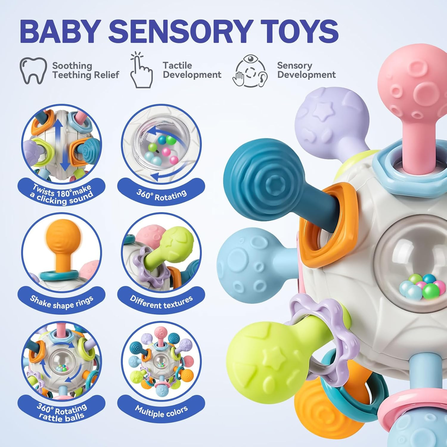 Baby Toys 6 to 12 Months, 5 in 1 Montessori Toys for 1 Year Old, Incl Travel Pul