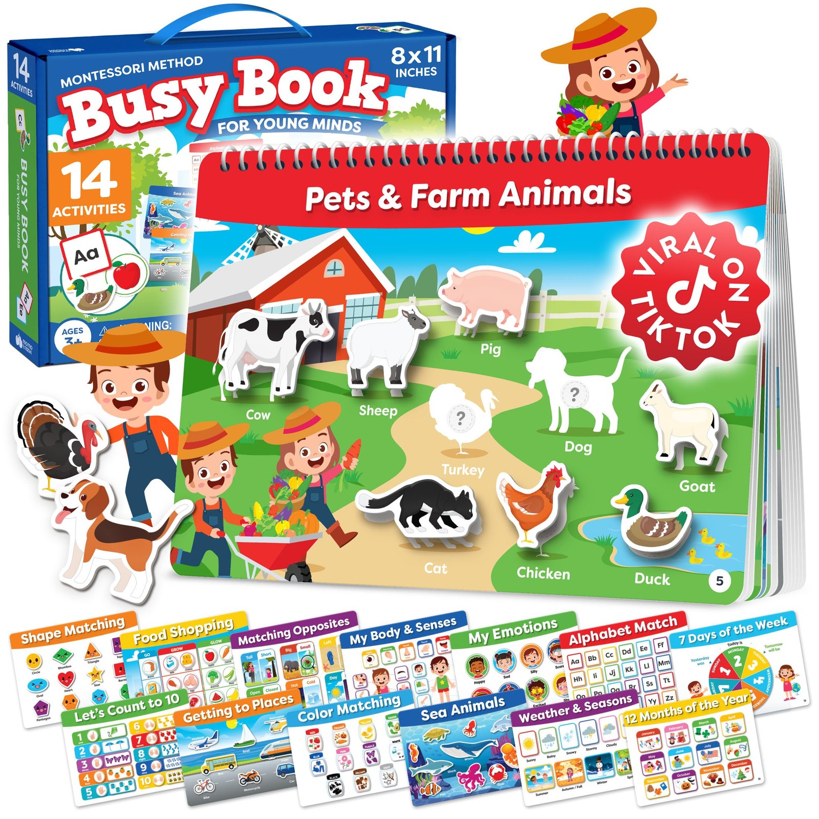 Montessori Preschool Busy Book for Toddlers Ages 3 and Up – Preassembled – Pr…