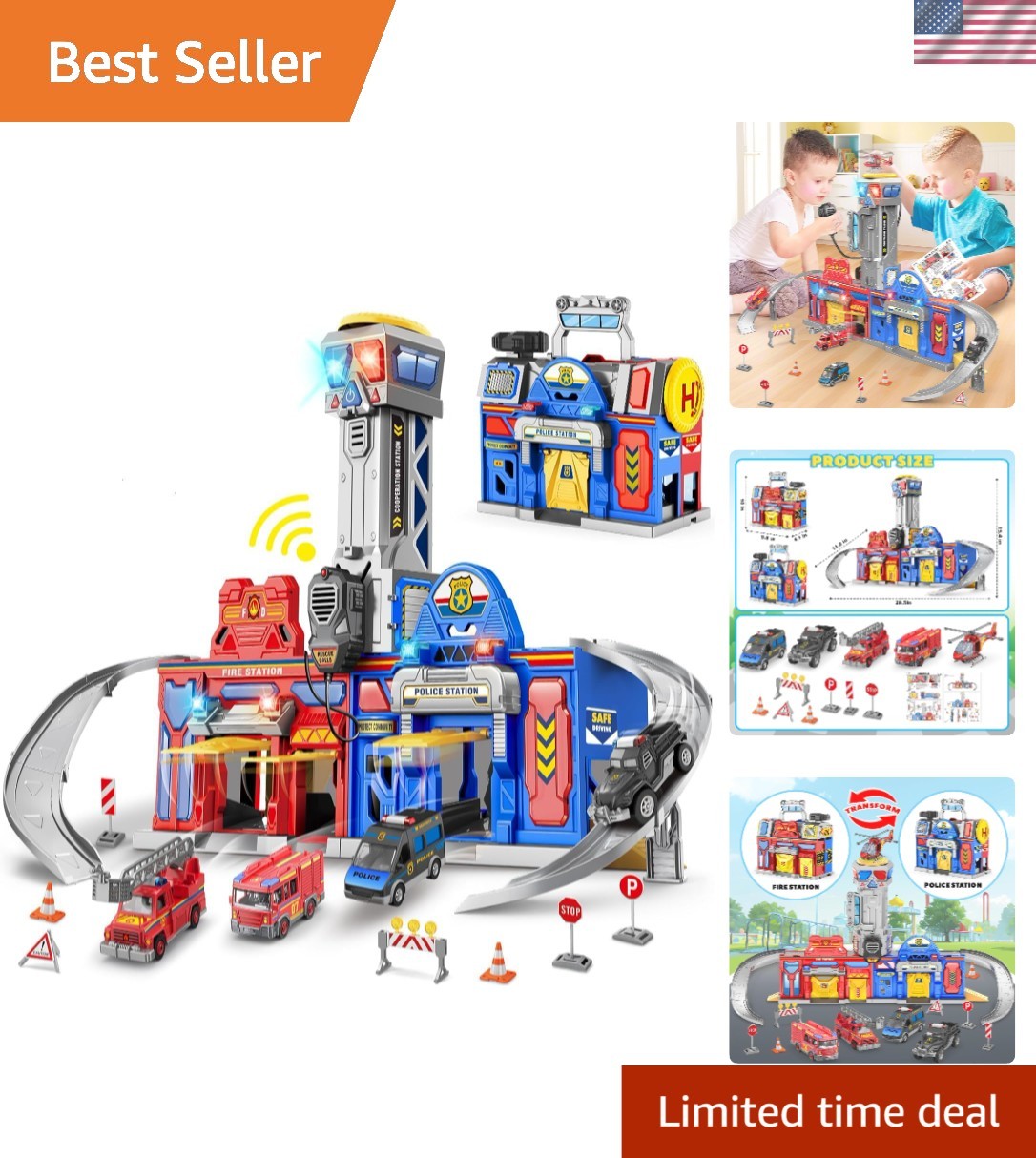 Educational City Action Toy Set with Lights and Sounds – Ages 3-8 – Portable Fun