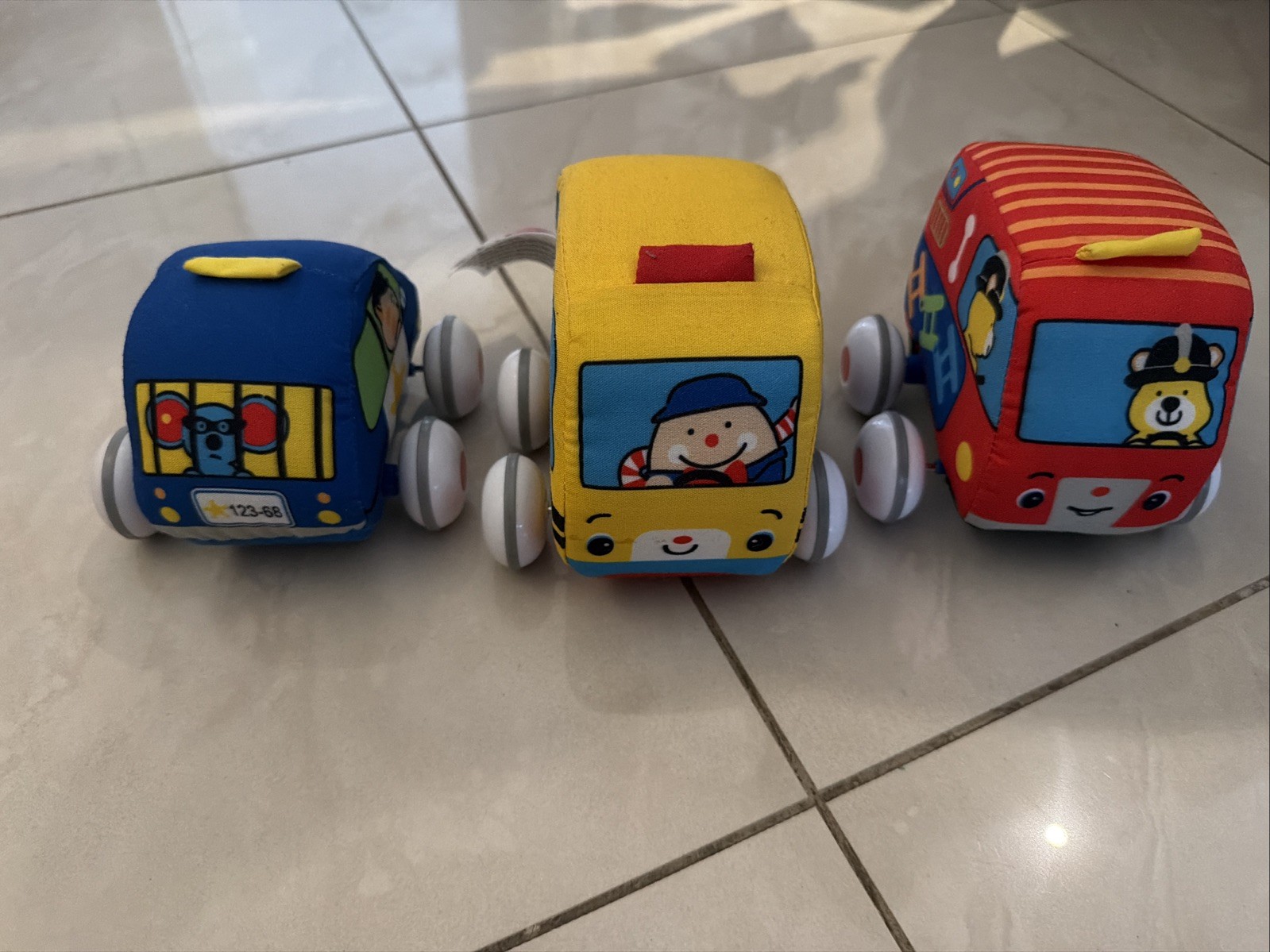 Melissa & Doug K’s Kids Pull Back Vehicle Lot of 3 Soft Toy Ages 9 Months and Up