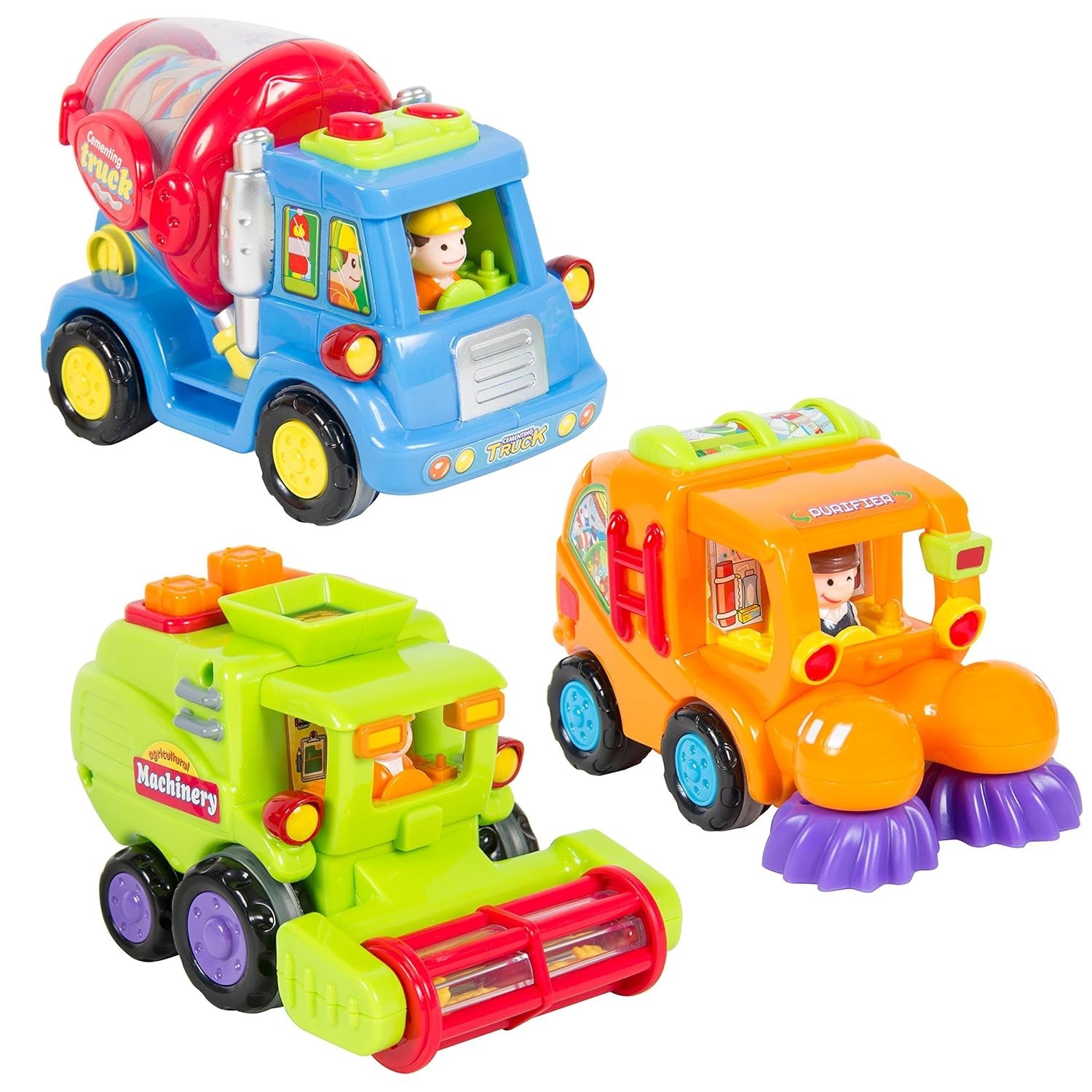 Toy Truck Set 3pcs Friction Powered Christmas Gift for Kids 1, 2, 3 years – NEW
