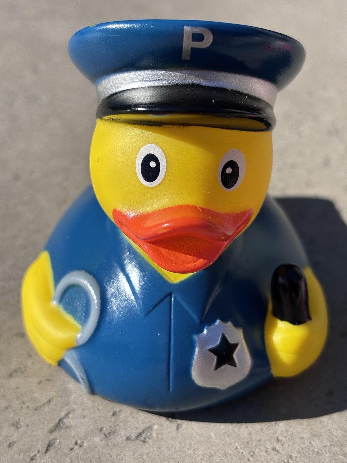 Schylling Rubber Duck Police Uniform Hat Badge Cop Yellow Duckie Bath Toy