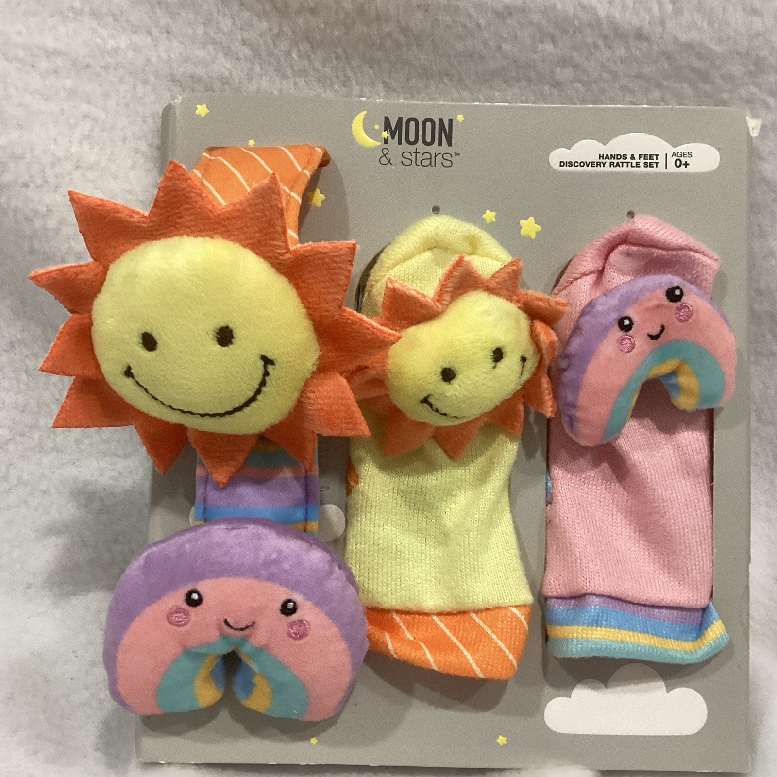 Baby Developmental Rattle Set Discover Hands & Feet Unisex Sun & Rainbow