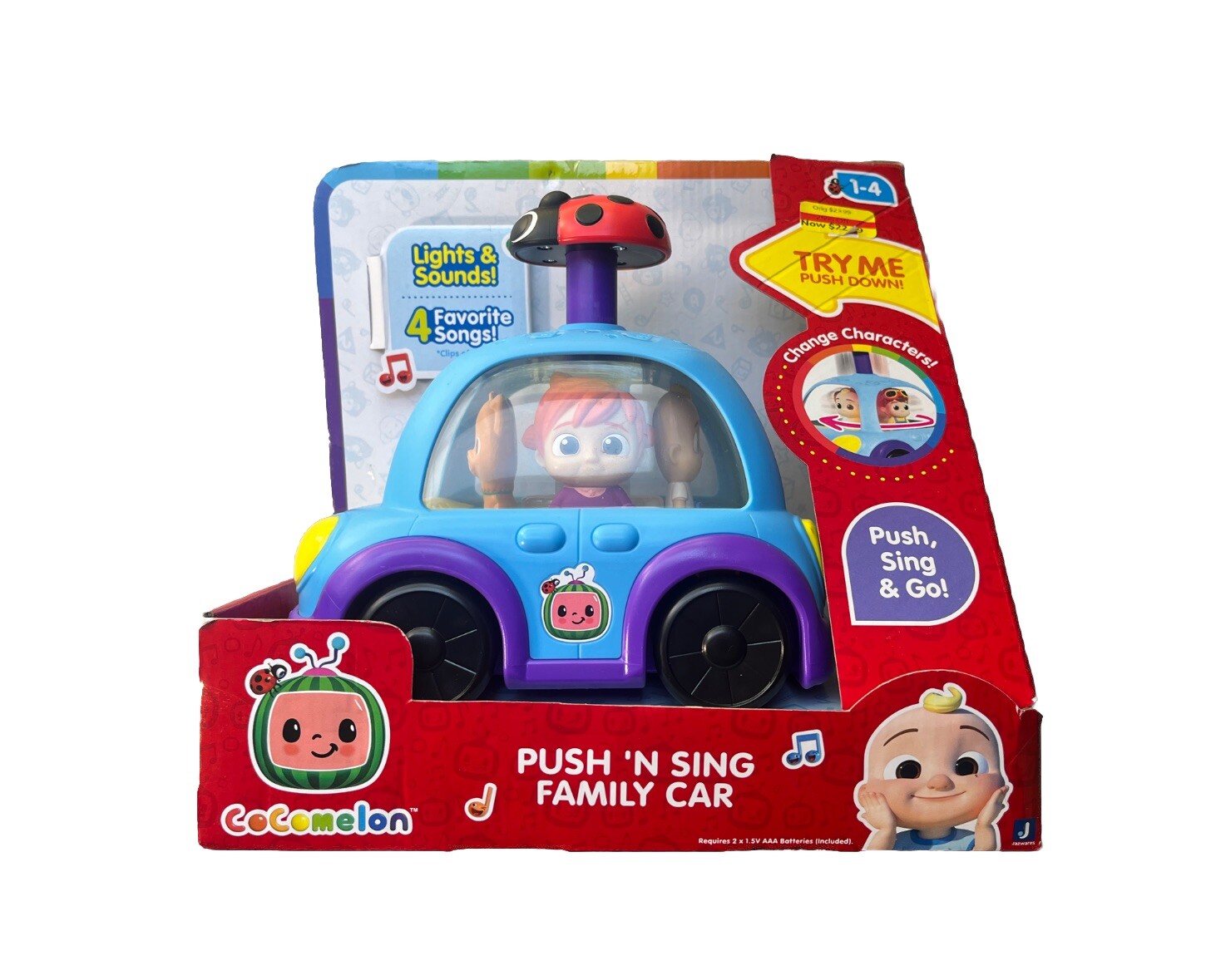 CoComelon Official Musical Push n Sing Family Car Character Toys for Babies,