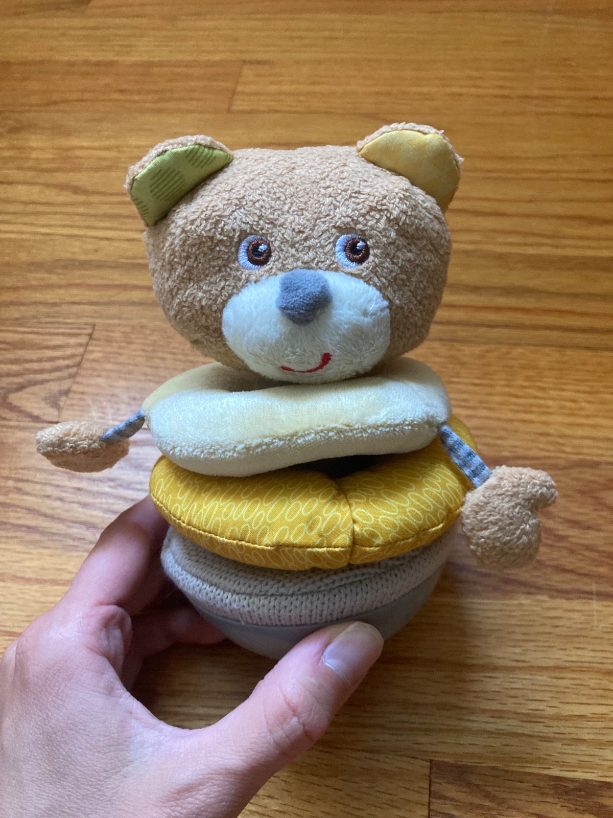 HABA Roly-Poly Stacking Bear Wobble Chime Baby Toy Multicolor 12M+