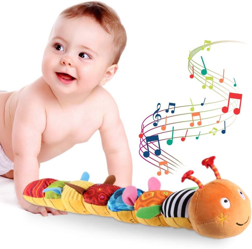 Baby Toys Musical Caterpillar Infant Toy with Rattle Crinkle Squeaker Tummy Time
