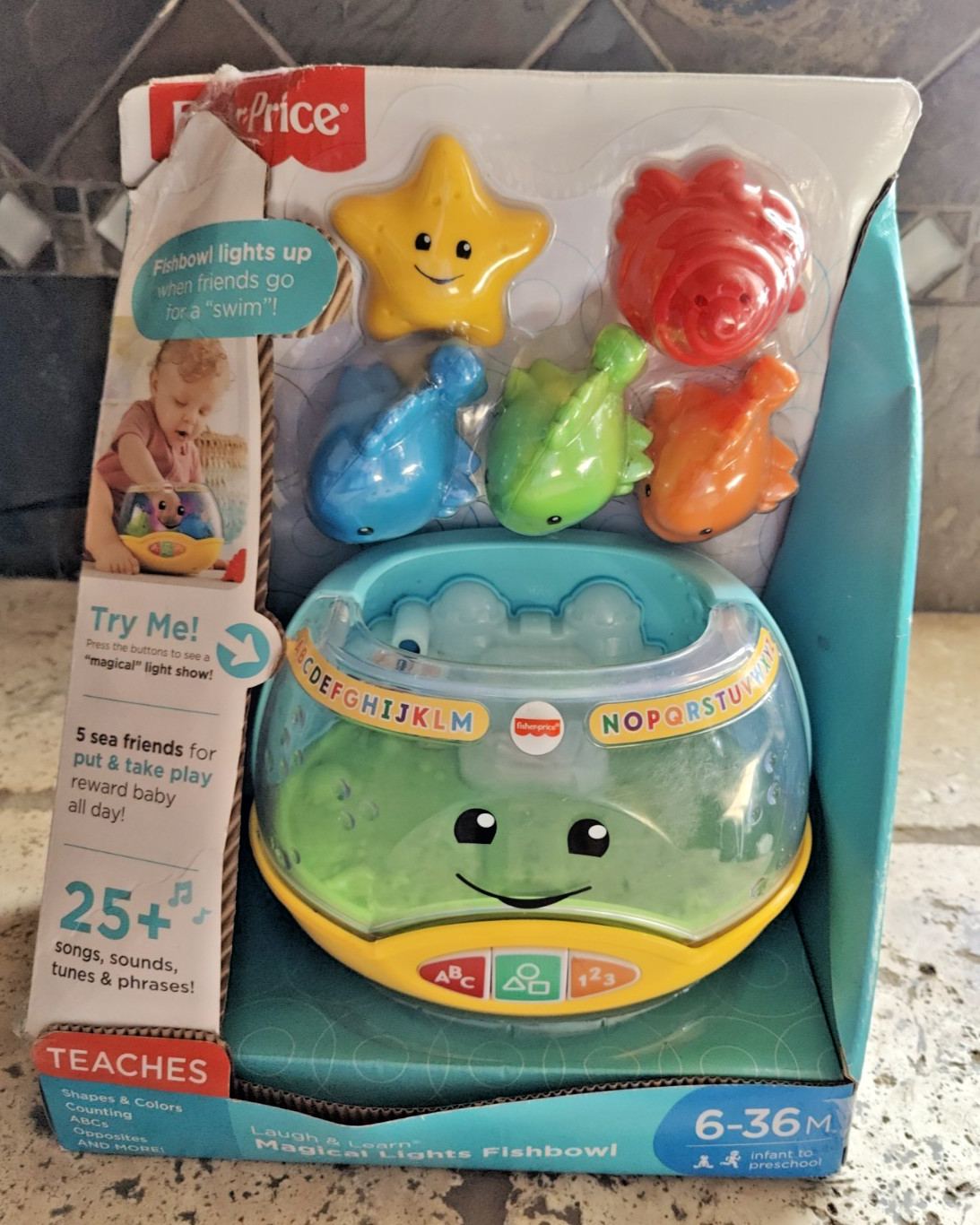 Fisher-Price Laugh & Learn Magical Lights Fishbowl Toy Songs Shapes ABCs 6-36mos