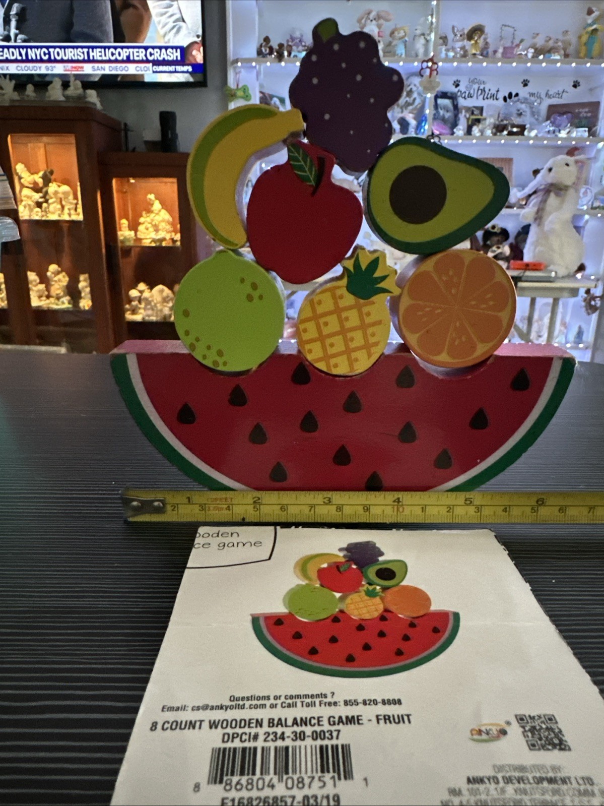 Educational 3D 8 Piece Wood Fruit Balancing Stacking Block Puzzle/Game