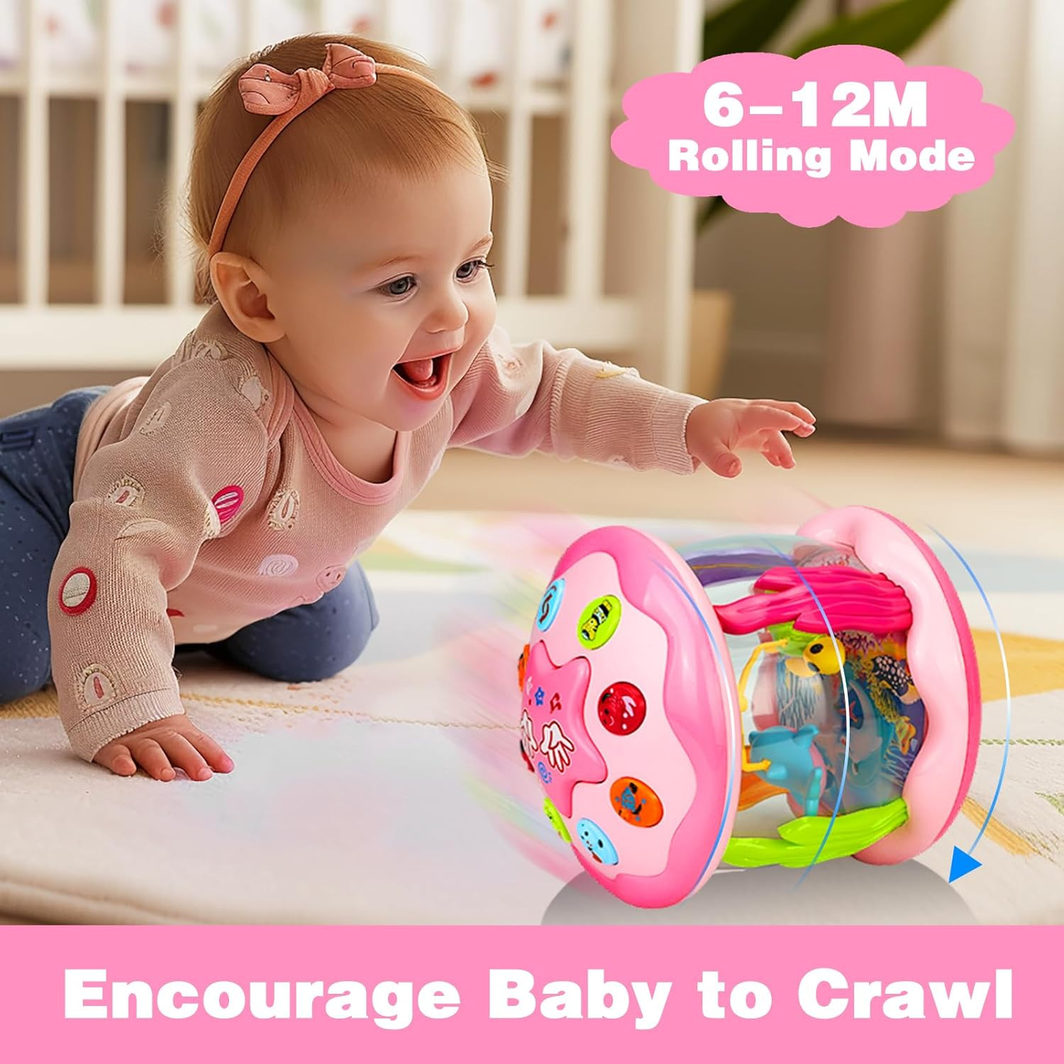Baby Toys 6-12 Months Girl Gifts: Babies Ocean Rotating Light up Musical Toys fo