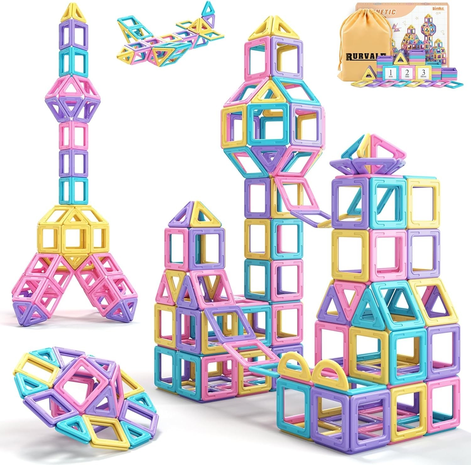 Toddler Girl Toys, Magnetic Tiles 44pcs, Birthday Gifts Ideas for Girls Age 3…