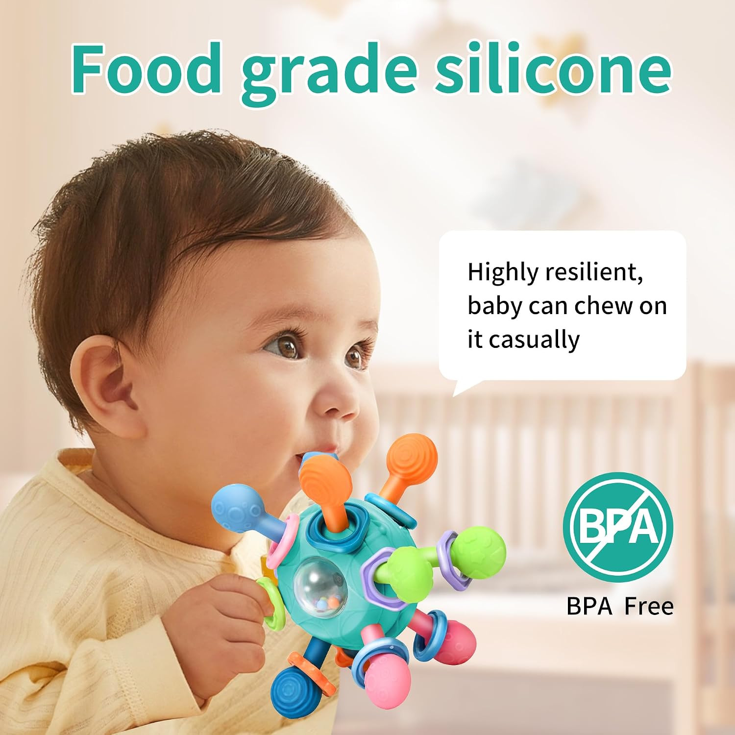 Baby Montessori Teething Toys for 0-6 6-12 Months BPA Free Sensory Toys for Babi