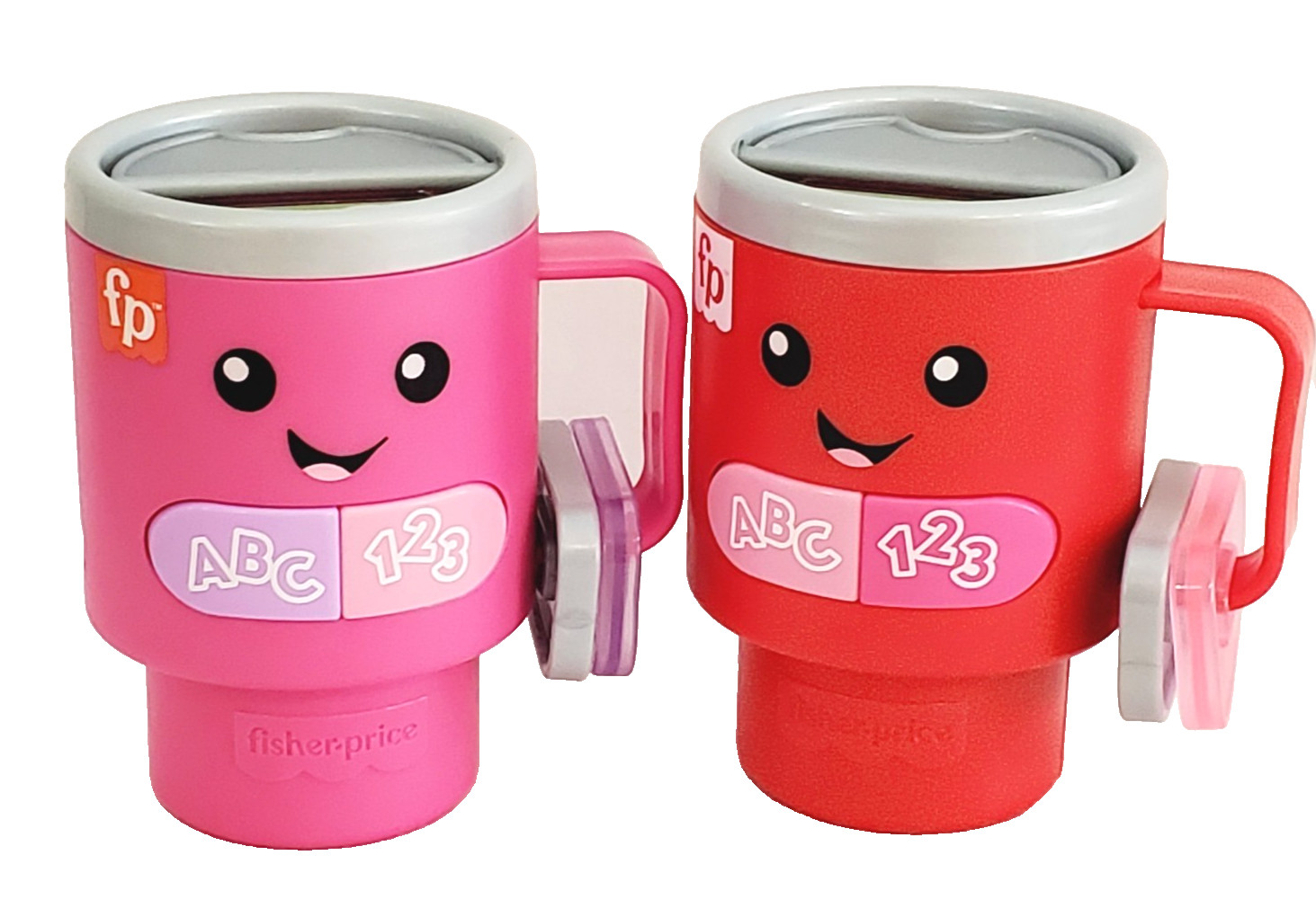 Set of 2 Fisher-Price Laugh &Learn Red Pink Mug Baby Stanley Cup Wake Up & Learn