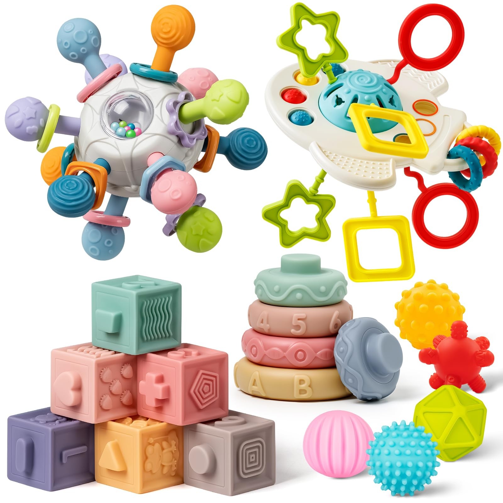 Baby Toys 6 to 12 Months, 5 In 1 Montessori for 1 Medium, Multicolored