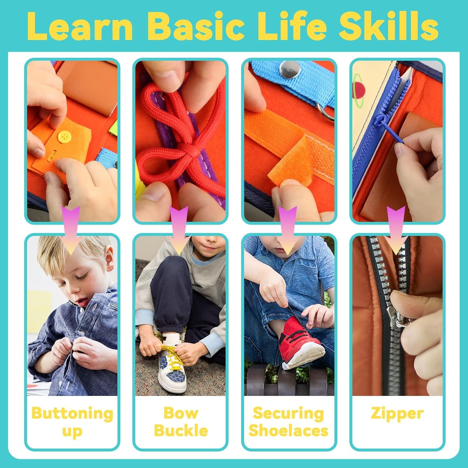 Heyous Busy Book Board Learning Montessori Toys for 1-4 Years Boy Birthday Gifts
