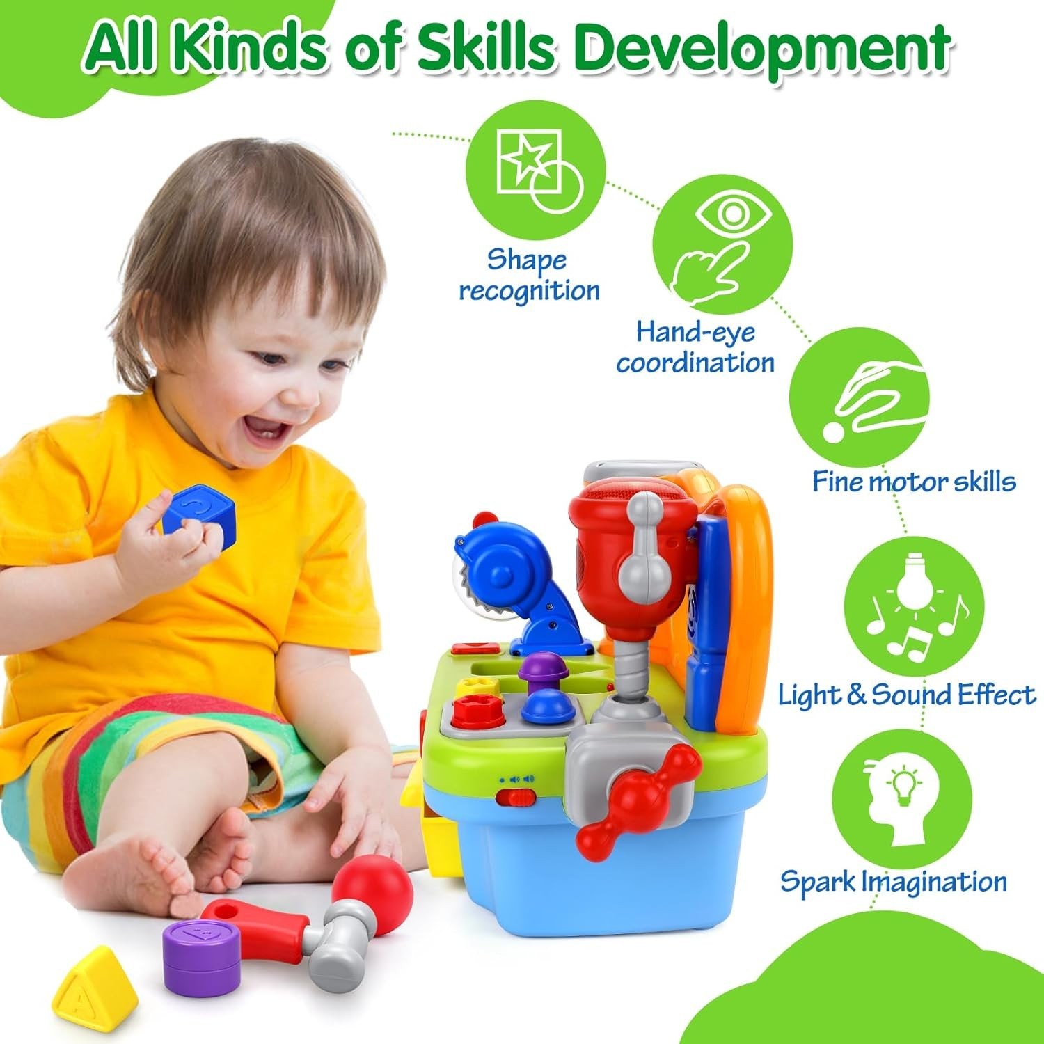 Toys for 1 Old Boy, Musical Toddler Tool Bench, Montessori Educational Toys …