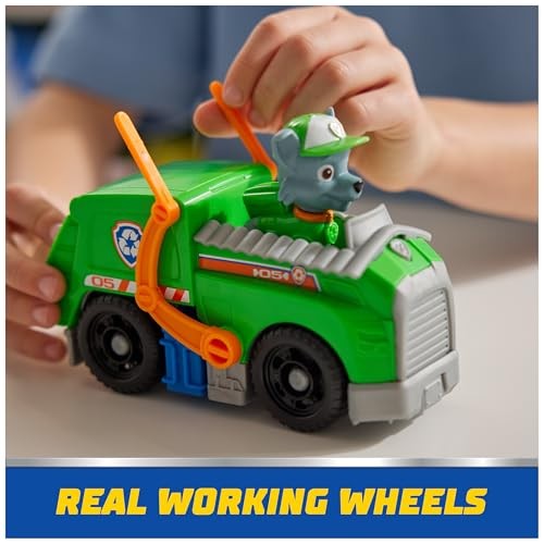 Paw Patrol, Rocky’s Recycle Truck, Toy Vehicle with Collectible Action Figure,