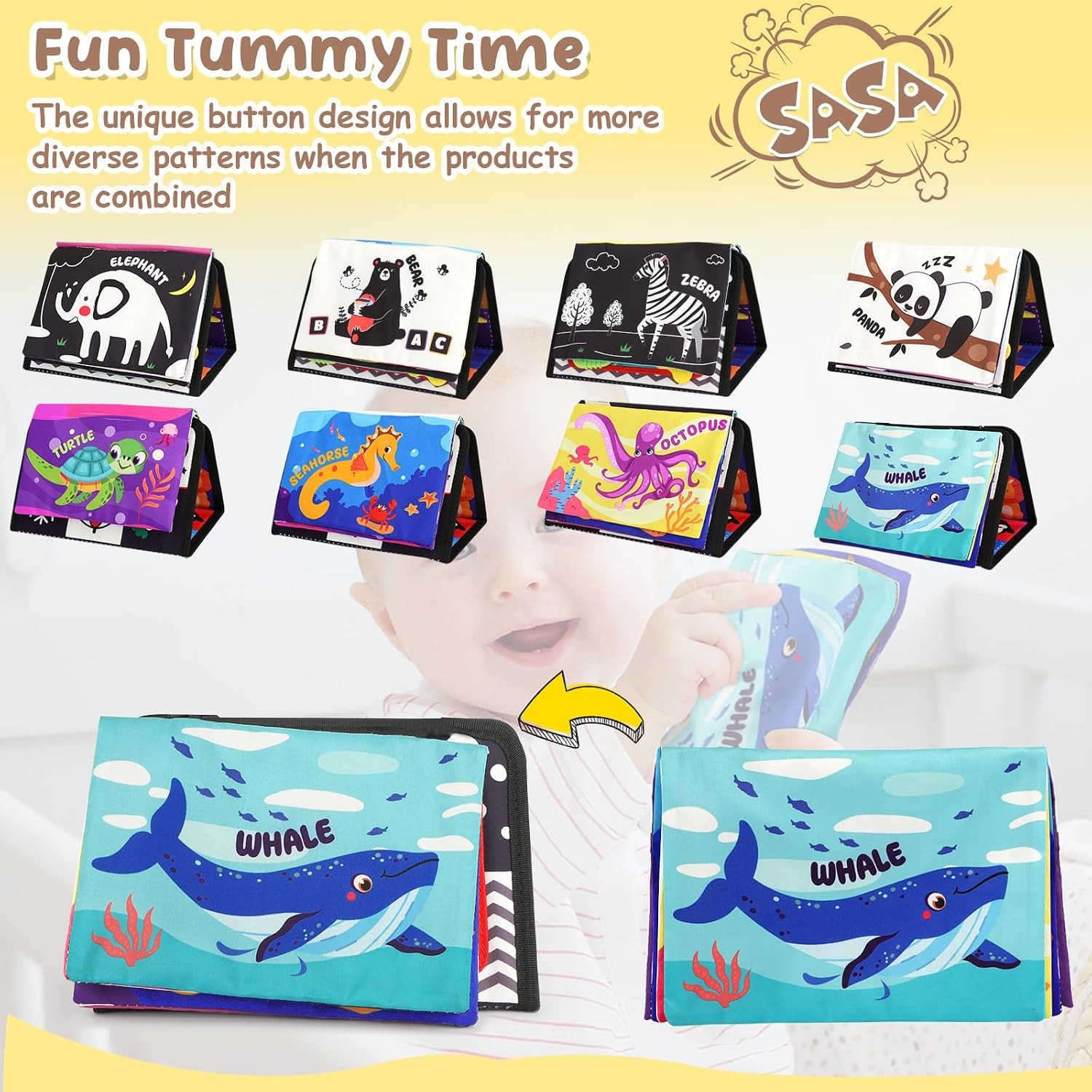 Black White High Contrast Tummy Time Toy for Infant Visual