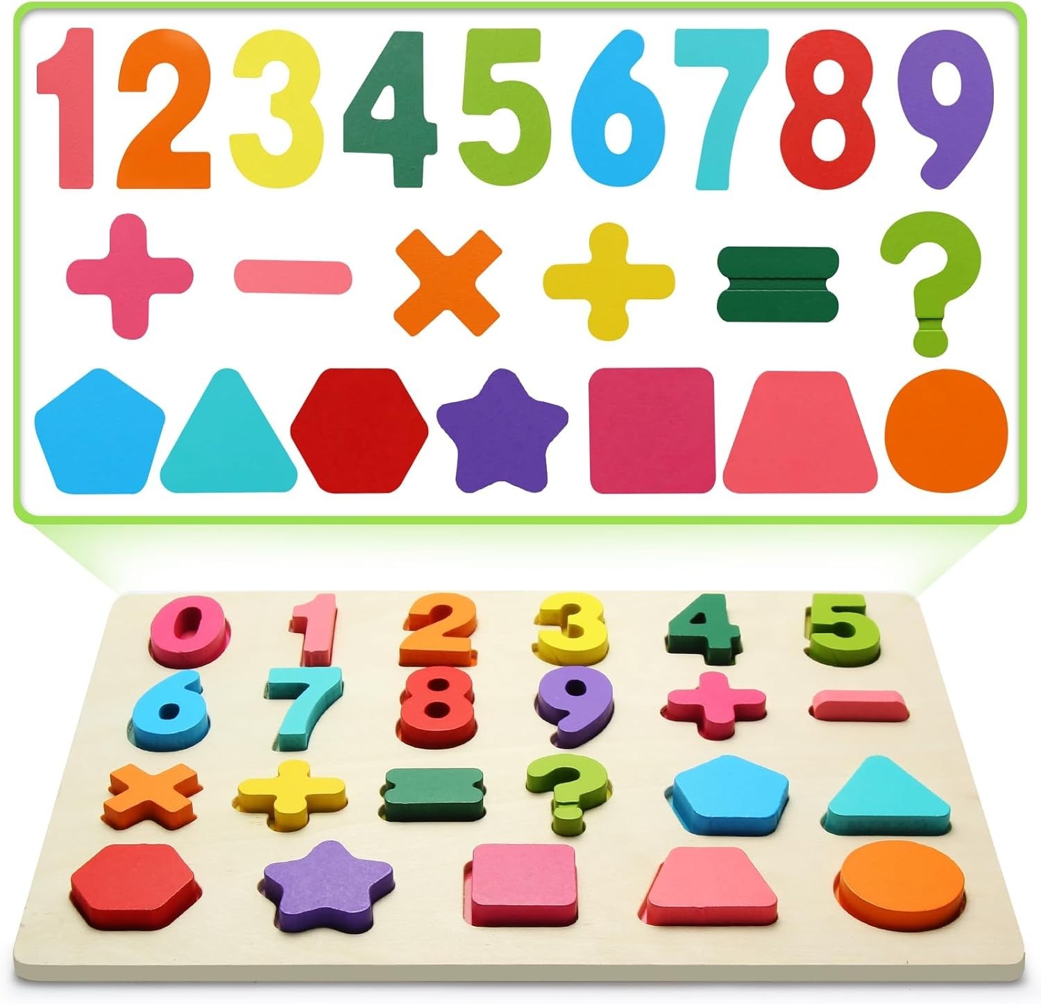 Wooden Puzzles for Toddlers, Number Shape Toddler Puzzles, Number Blocks Toys…