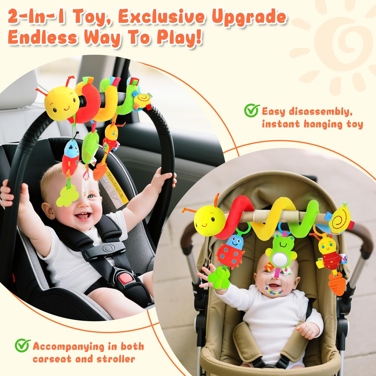 Zendstanding Spiral Car Seat Toys for Infants, 0-6 Months Carseat & Stroller …