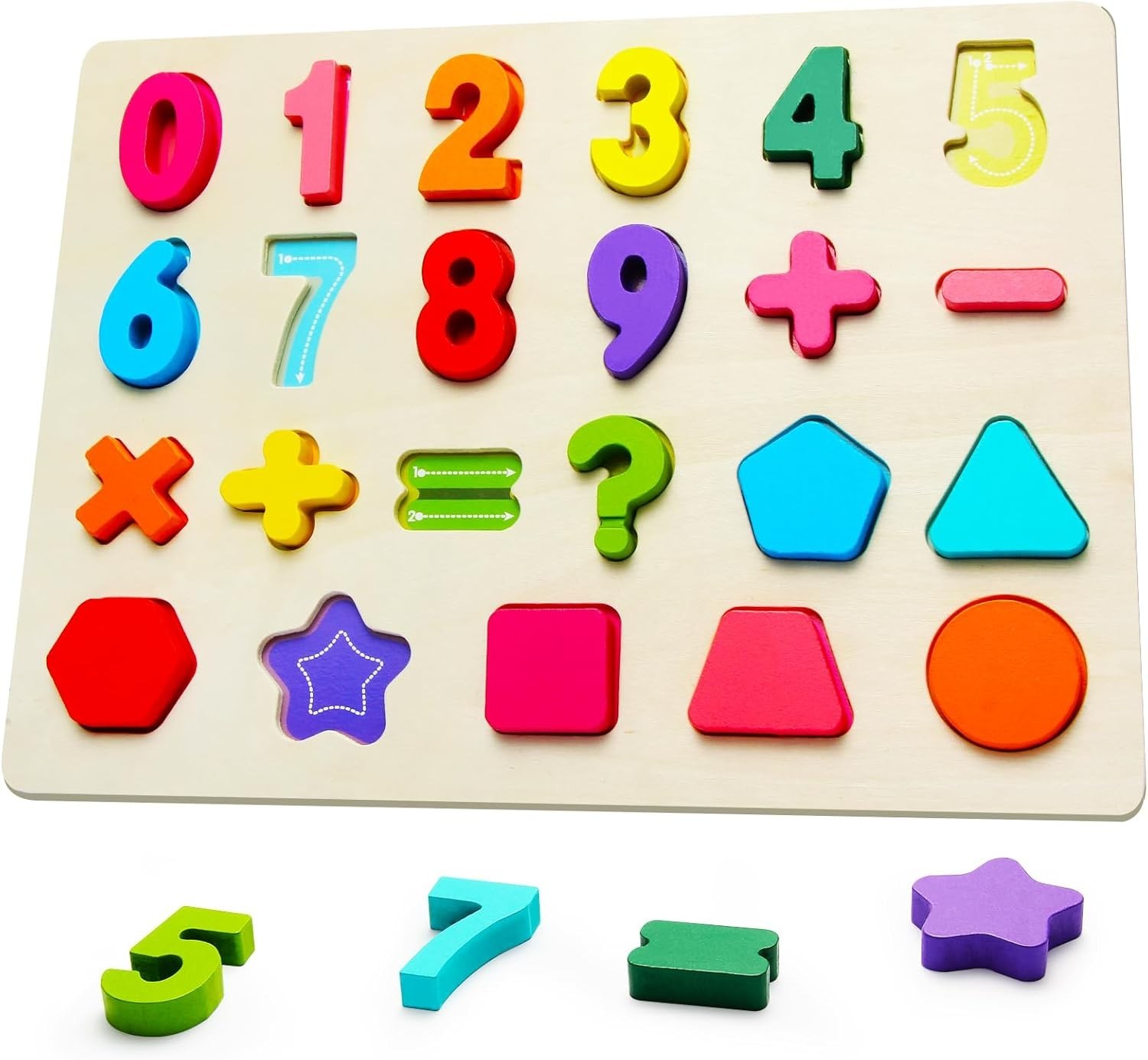 Wooden Puzzles for Toddlers, Number Shape Toddler Puzzles, Number Blocks Toys…