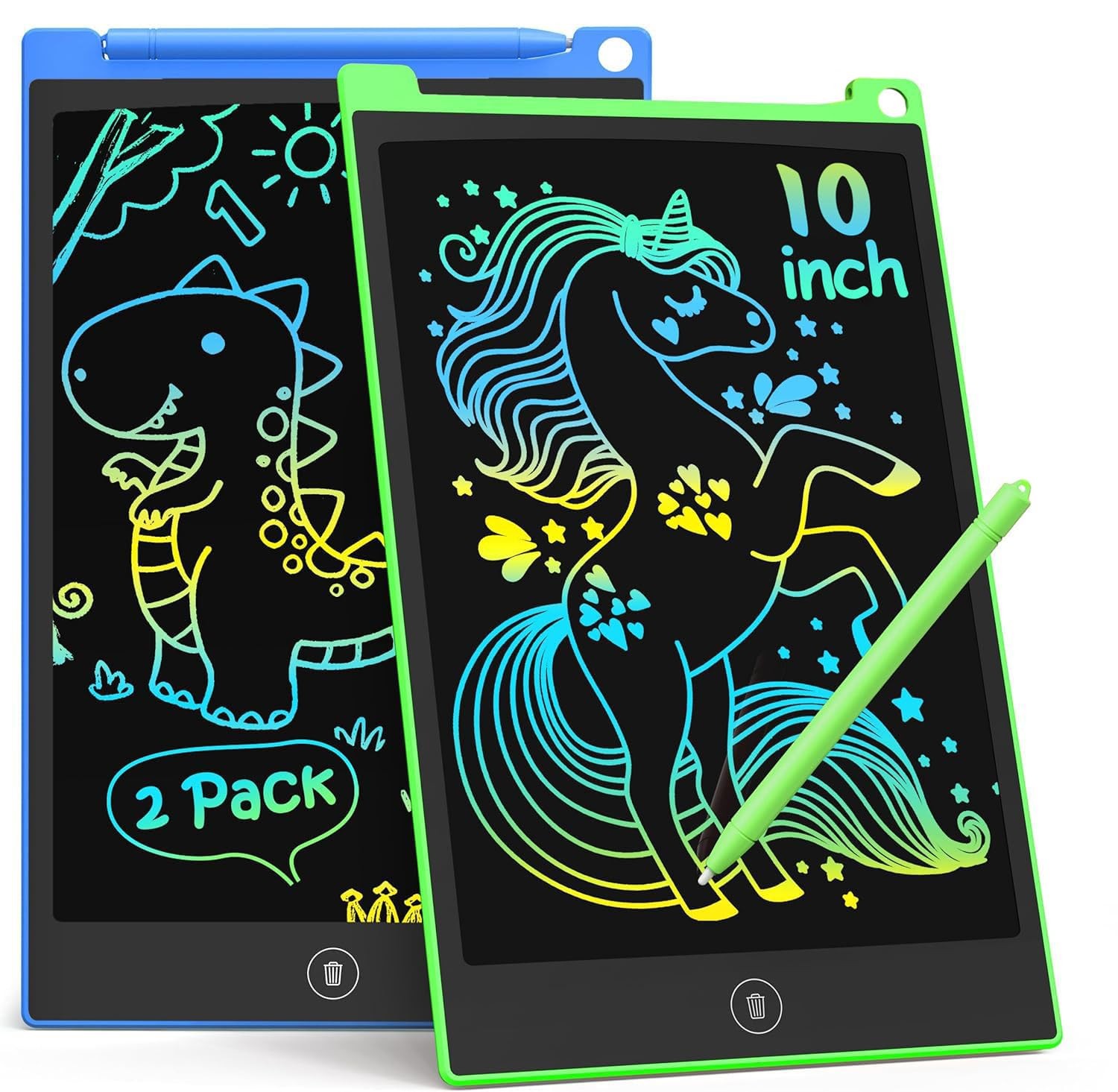 10 Inch 2 Pack LCD Writing Tablet, Colorful Doodle Board Drawing Tablet for K…