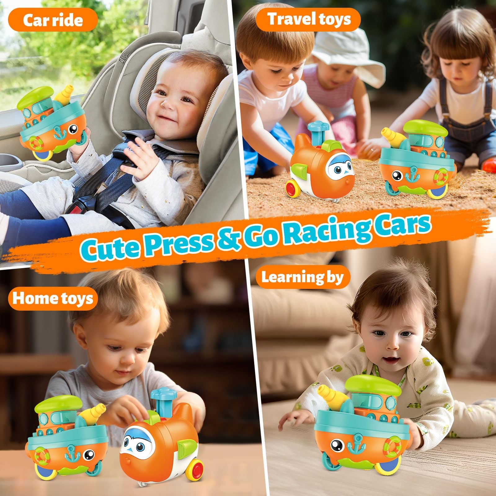Toddler Toys for 1 Year Old Boy, Press to Go Car Toys for Toddlers 13, Learni…