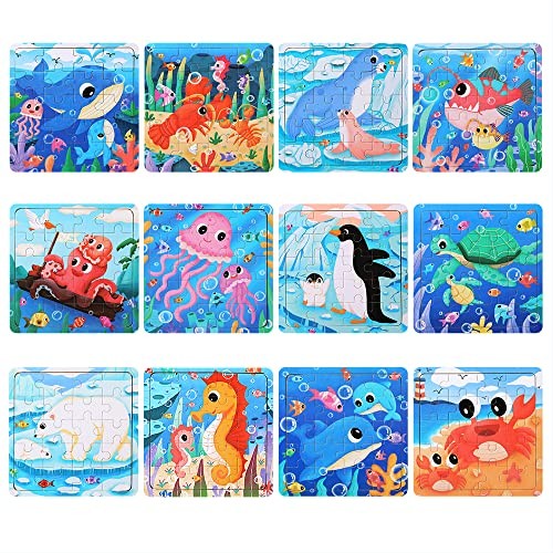 GRINNNIE Wooden Puzzle for Toddlers 3 4 5 Years Old, 12 PCS Jigsaw Standard