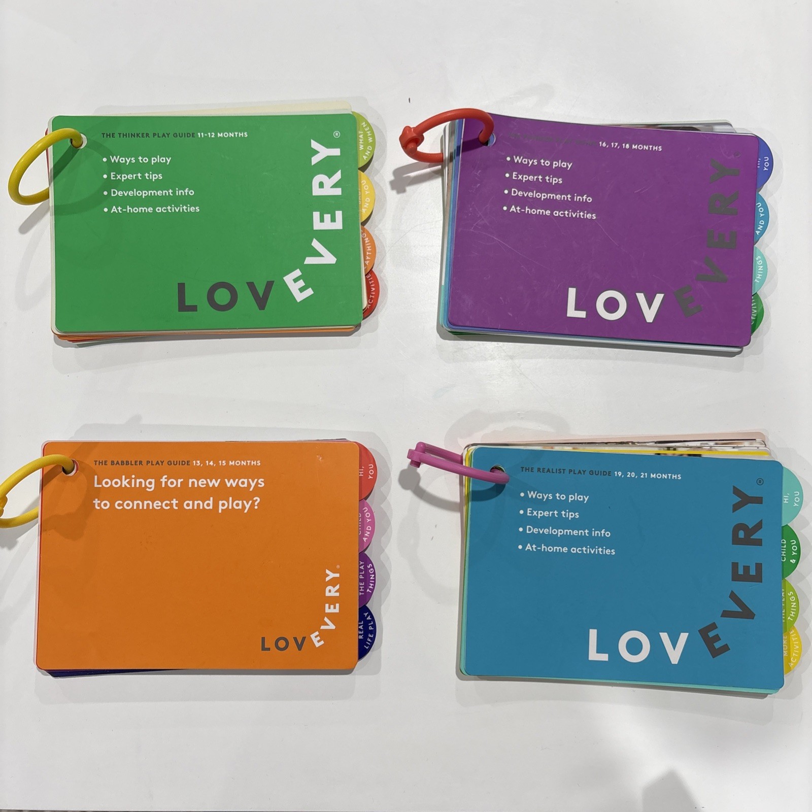 4 Lovevery Play Guides from 11 Months To 21 Months. Love Every Baby Toddler