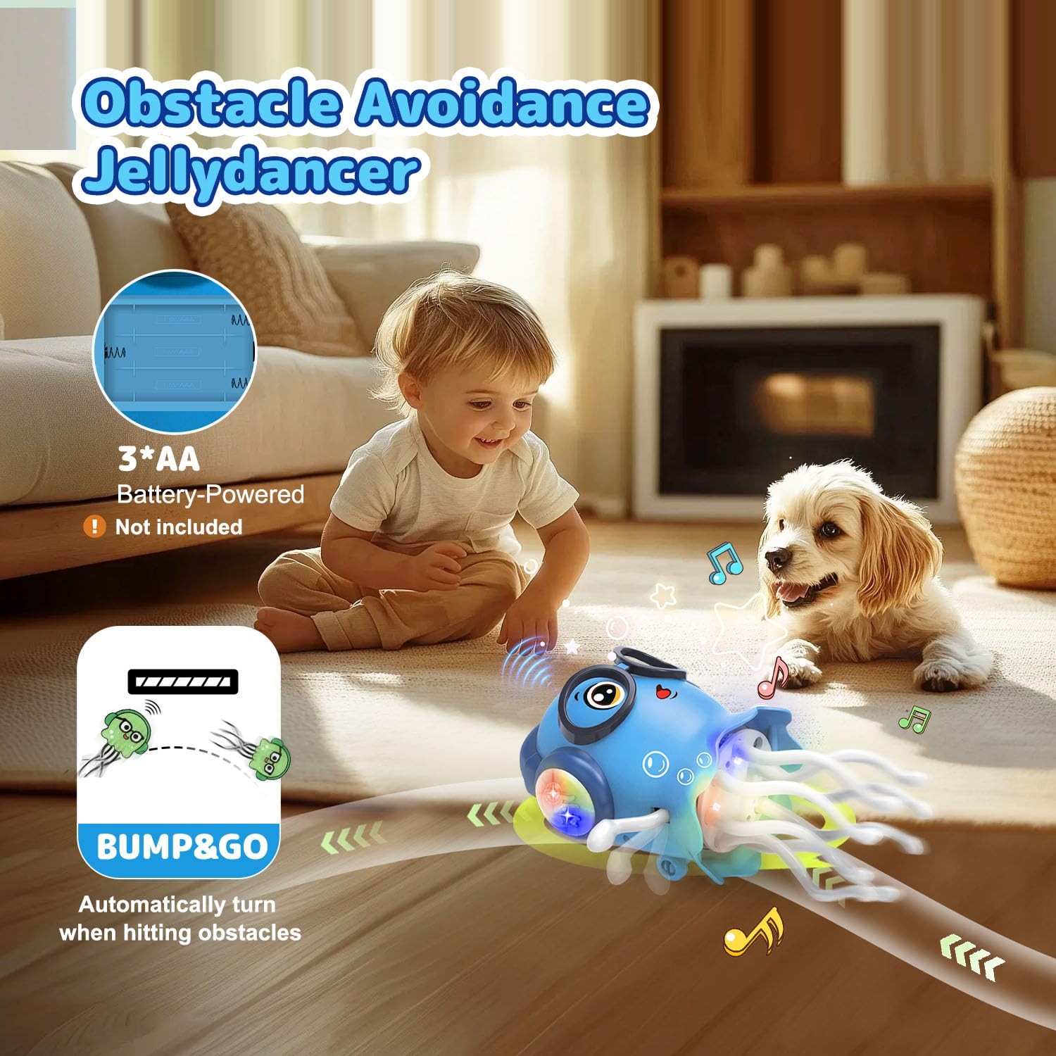 Zonopy Baby Toy Jellydancer, Crawling Jellydancer Tummy 7.8 inches, Purple