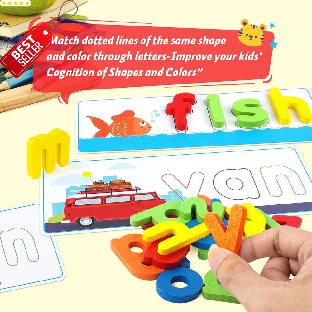 CVC Word Builder Alphabet Cards Learning Toy Kids Ages 3-6 Gift Idea – US