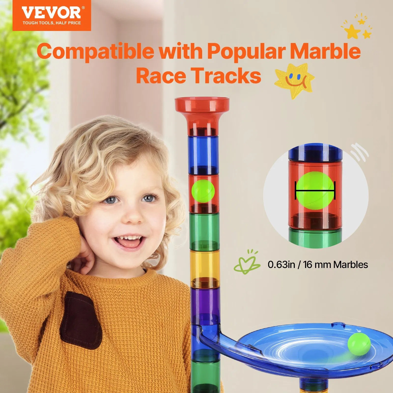 Marble Run Set, 150 Piece Marble Maze Building Block Brain Game, with 10 Glow in