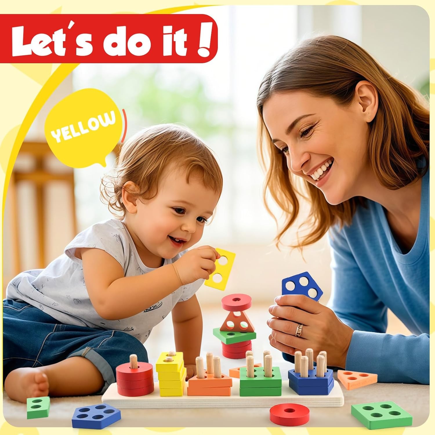 Montessori Toys for 1 2 3 Year Old Girls Boys, Wooden Sensory Toys for 1-3 Ye…