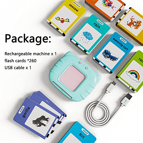 Audible Learning Toy with Music for 520 Sight Words English + 4 songs Cyan