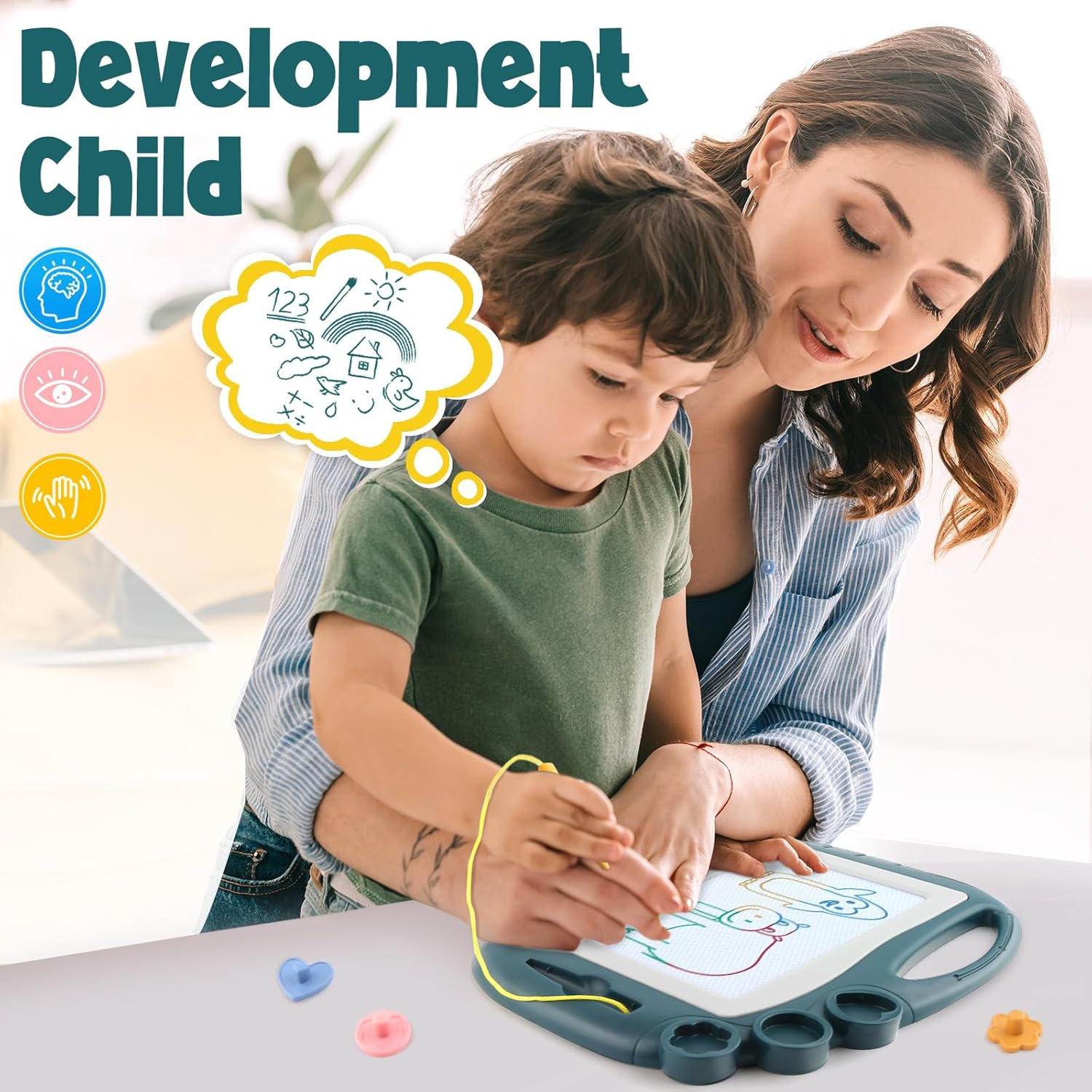 Magnetic Drawing Board, Toddler Toys for Age 1 2 3 Boys Girls, Sketch Pad, Birth