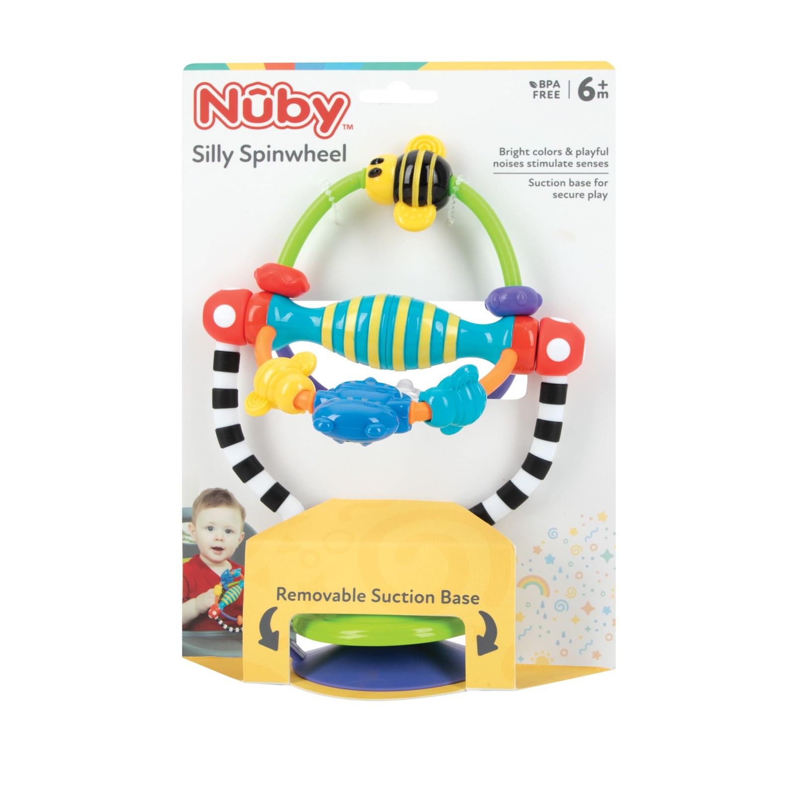 Nuby Silly Spinwheel Toy with Suction Base – 1 Count (Pack of 1), Multicolor