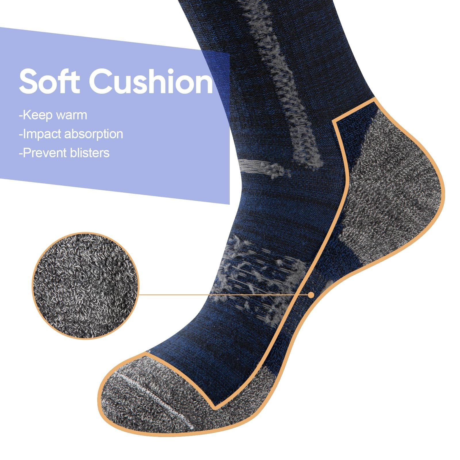Heatuff Men’s Crew Work Boot Socks 6 Pairs, Thick Cotton Cushioned Socks, Moi…