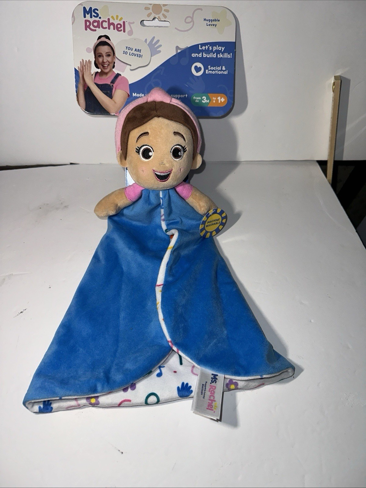 Ms. Rachel Huggable Lovey Plush Toy Soft Blue Pink 3M+ Social Emotional New