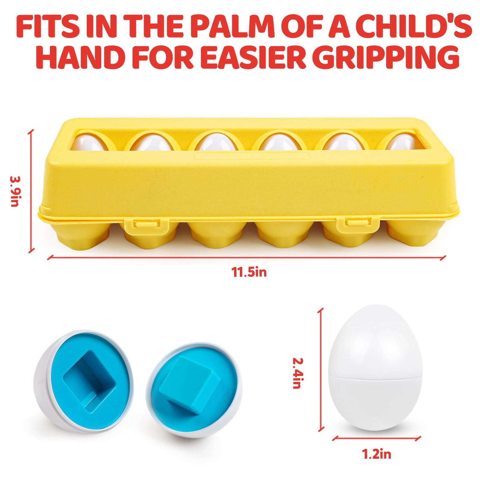 Egg Toys for Toddlers 1-3,Montessori Geometric Eggs Early Fine Motor Skills L…