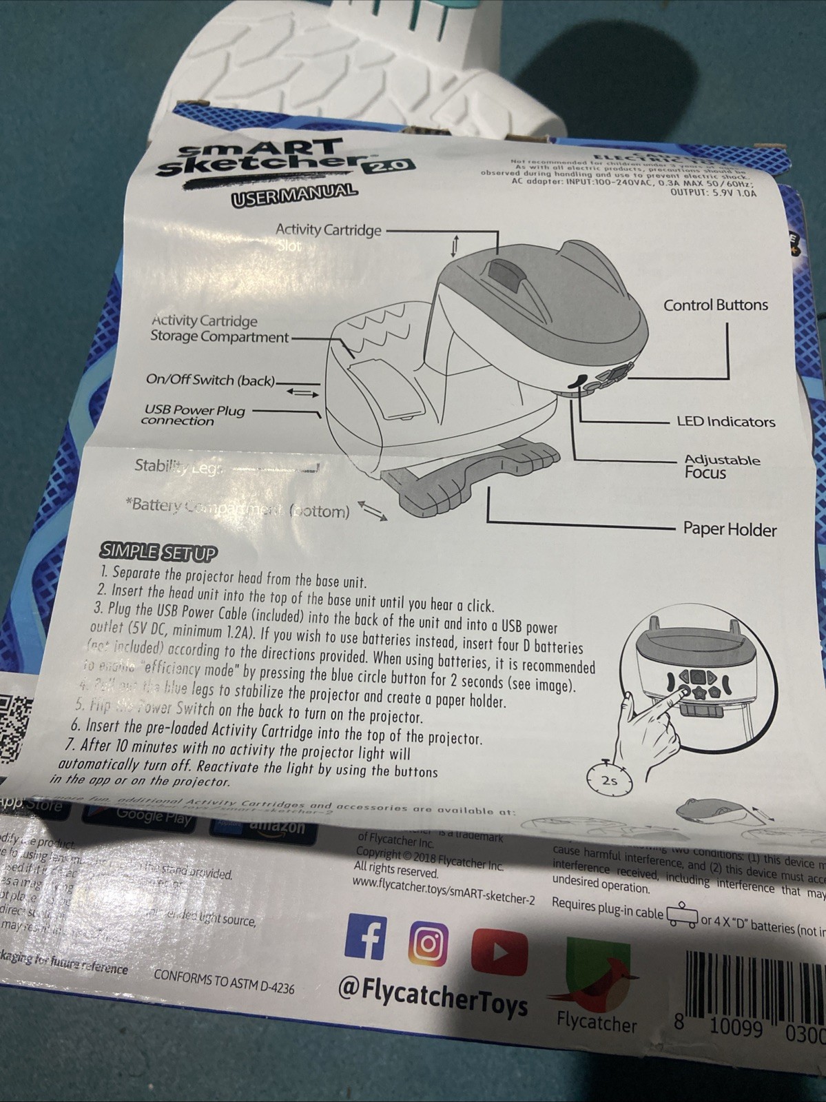 Flycatcher Smart Sketcher 2.0 Drawing Projector Tracer w/ 1 Cartridge & USB Cord