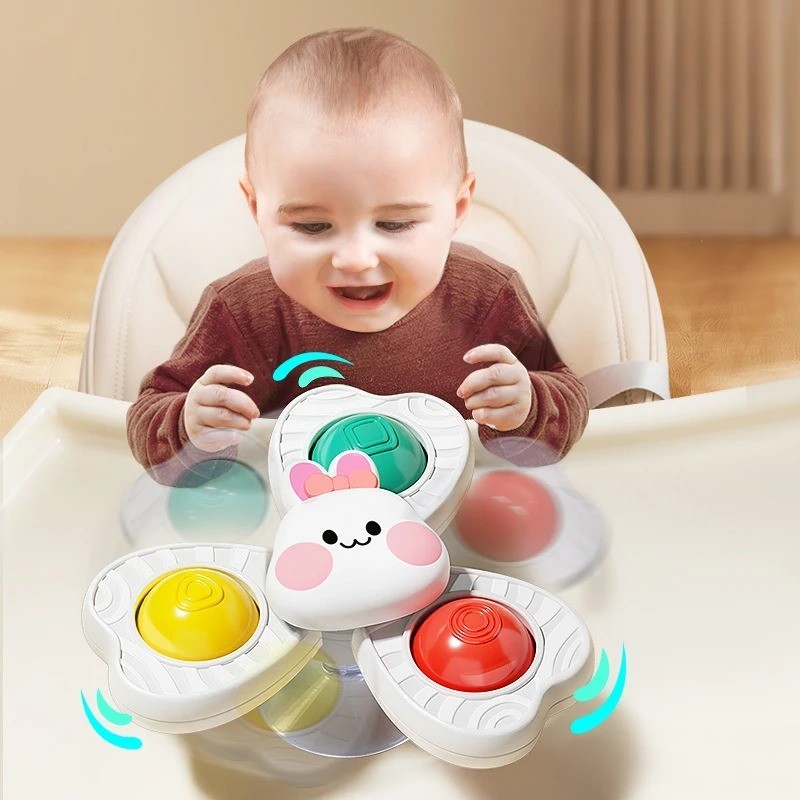 Baby Bath Suction Spinner Toys 3PCS Montessori Sensory Rotating Toy for Toddlers