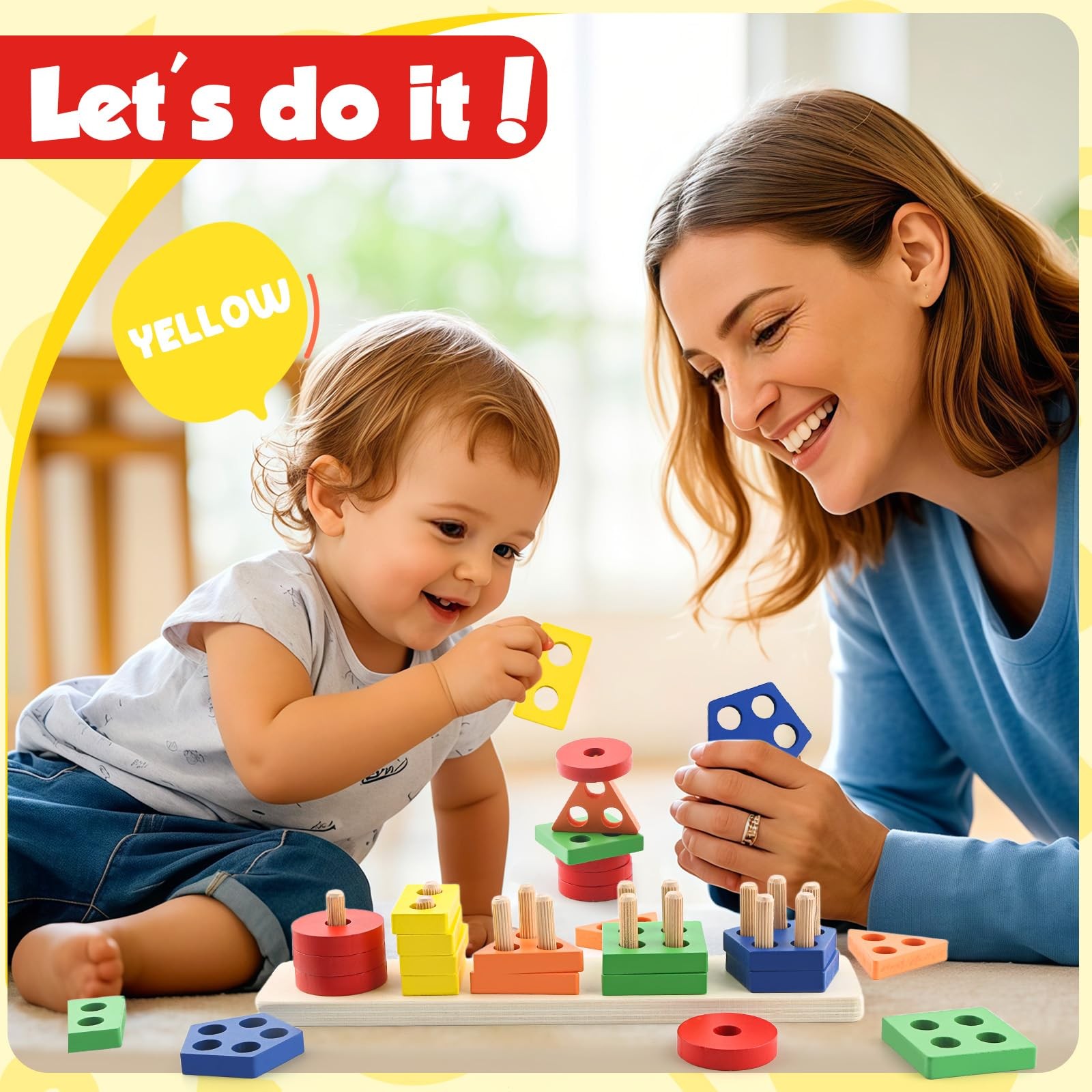 Montessori Toys for 1 2 3 Year Old Girls Boys, Wooden Sensory Toys for 1-3 Ye…