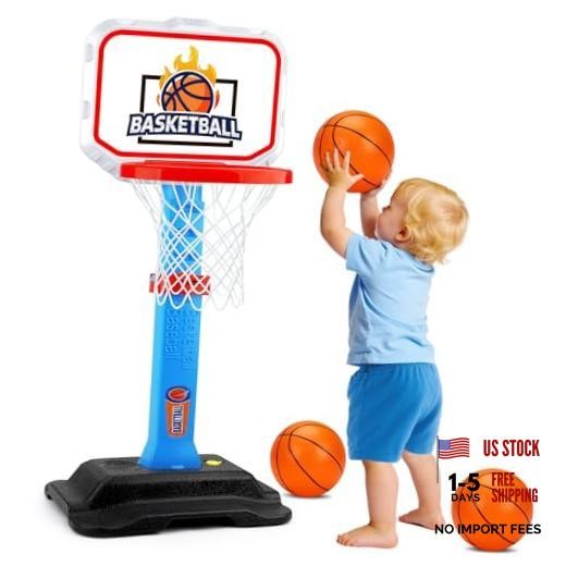 Toddler Basketball Hoop for Kids 1-3, Mini Adjustable Basketball Hoops Indoor
