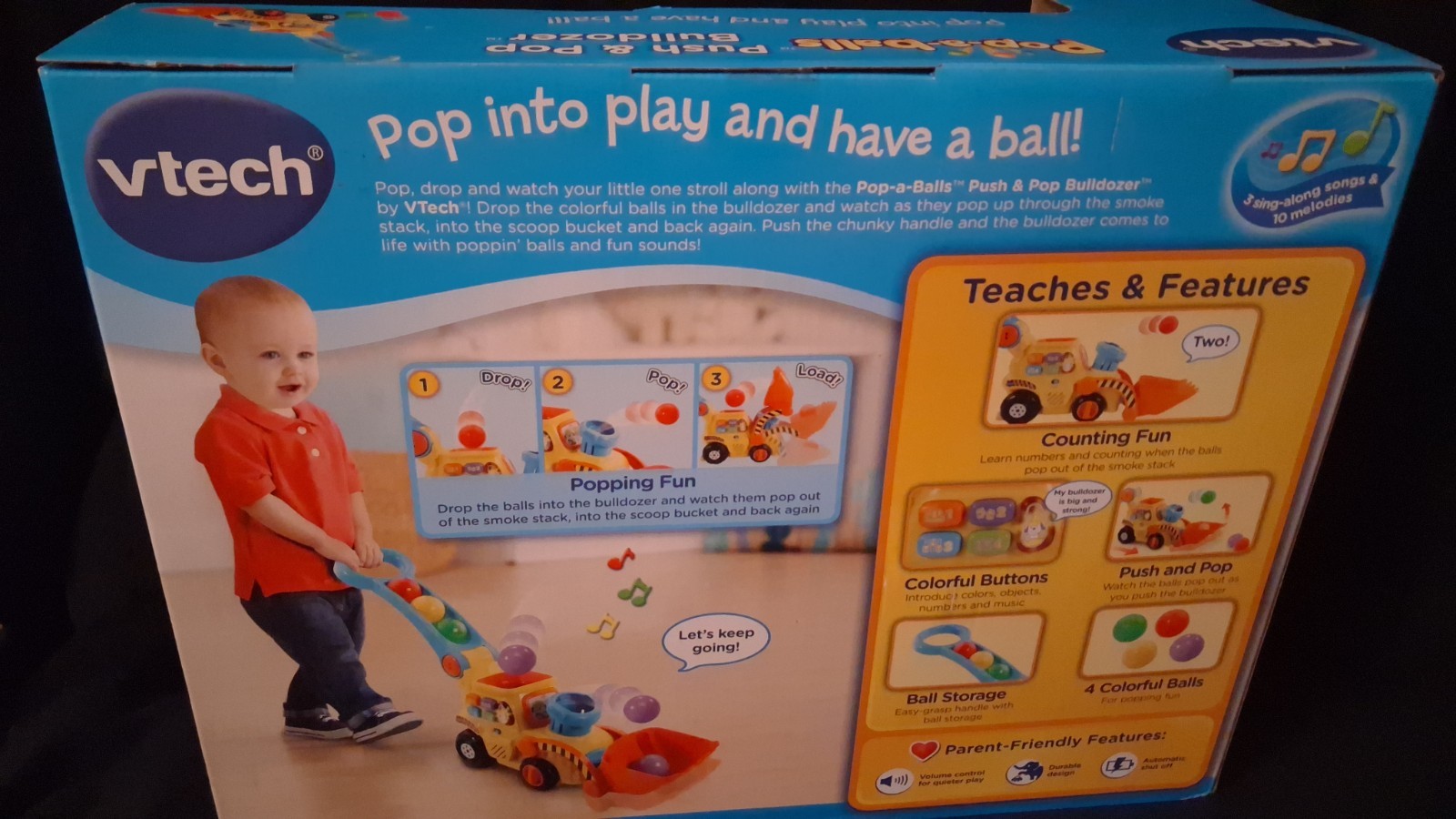 VTech Pop-a-Balls Push & Pop Bulldozer Push Toy, 12-36 Months, Multicolor
