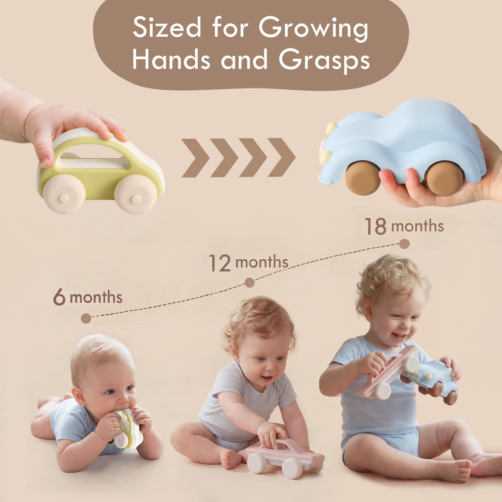 Food Grade Silicone Toy Cars for Babies & Toddlers, Push and Go Baby Cars, Ba…