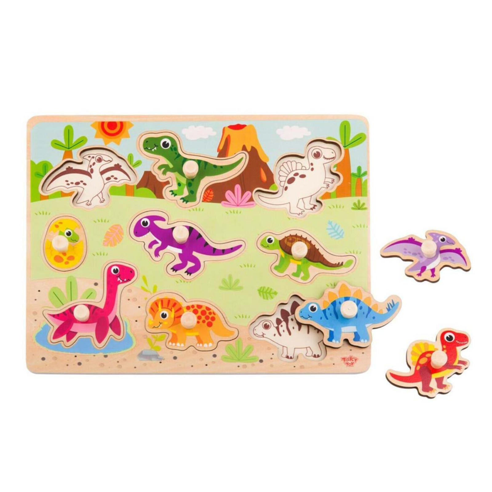 Wooden Montessori Toy Set Fishing Game Dinosaur Puzzle Stacking Toy