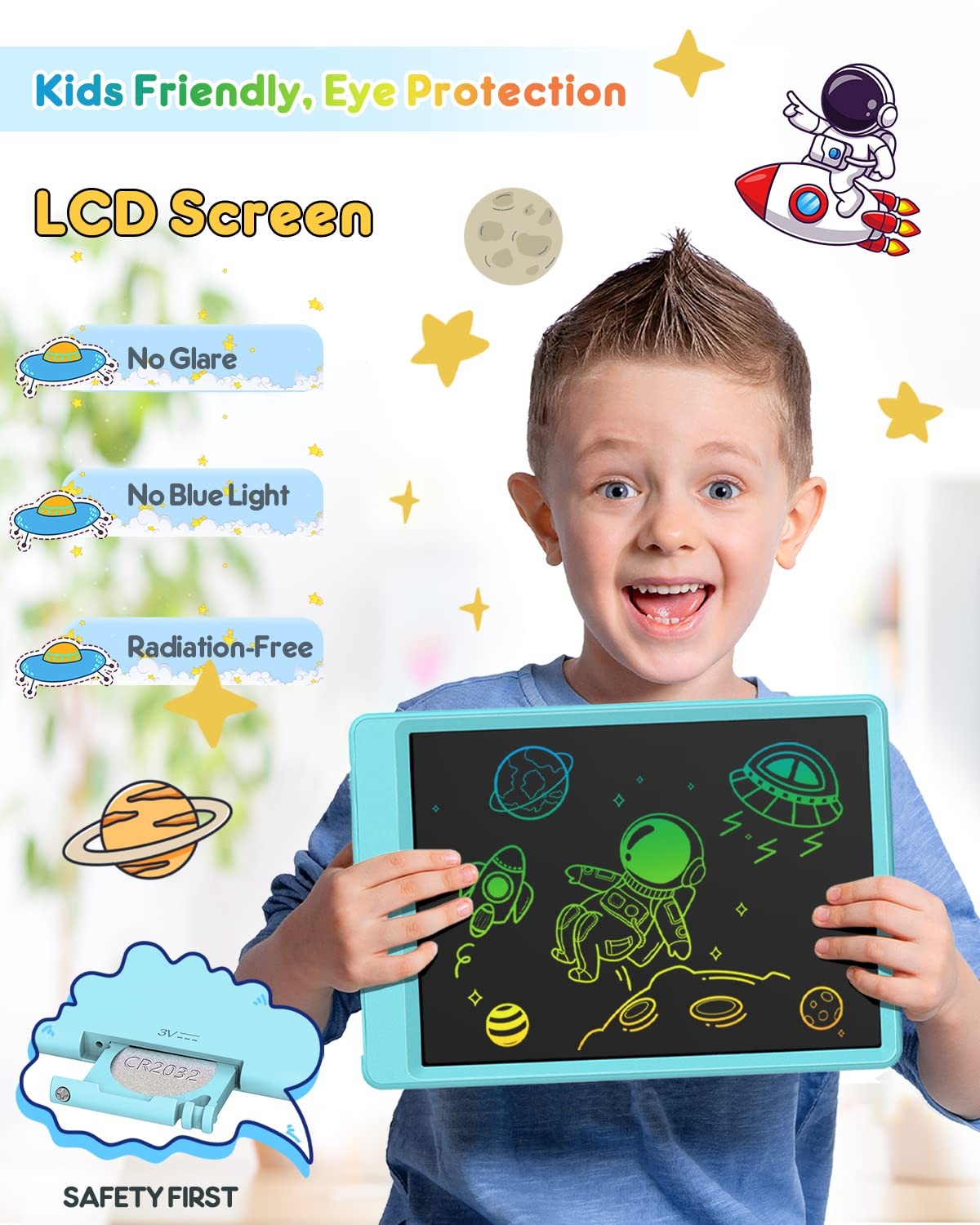 LCD Writing Tablet for Kids, 10 Inch Doodle Board, Colorful Drawing Pad for T…